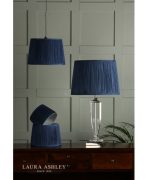 Laura Ashley Hemsley Pleated Silk Empire Drum Shade Blue 35cm/14 Inch - Image 6