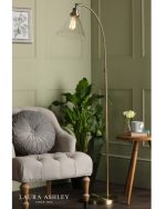 Laura Ashley Isaac Floor Lamp Antique Brass & Glass - Image 5