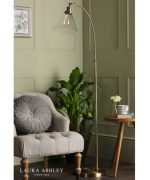Laura Ashley Isaac Floor Lamp Antique Brass & Glass - Image 6