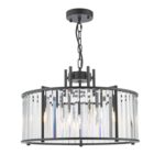 Kiran 5lt Pendant Satin Black & Crystal