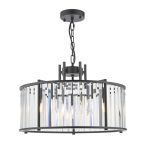 Kiran 5lt Pendant Satin Black & Crystal