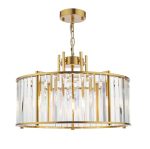 Kiran 5lt Pendant Natural Brass & Crystal