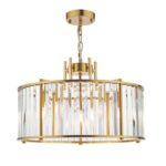 Kiran 5lt Pendant Natural Brass & Crystal