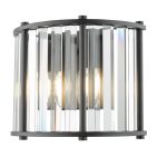 Kiran 2lt Wall Light Satin Black & Crystal
