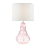 Kristina Table Lamp Pink Glass With Shade