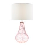 Kristina Table Lamp Pink Glass With Shade