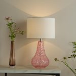 Kristina Table Lamp Pink Glass With Shade - Image 7