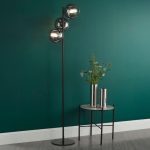 Lycia 3lt Floor Lamp Matt Black & Smoked Ombre Glass - Image 6