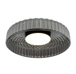 Leena Flush Satin Black & Smoked Ribbed Glass LED