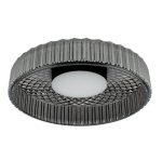 Leena Flush Satin Black & Smoked Ribbed Glass LED - Image 4