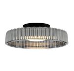 Leena Flush Satin Black & Smoked Ribbed Glass LED - Image 5