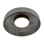 Leena Flush Satin Black & Smoked Ribbed Glass LED - Image 2