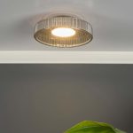 Leena Flush Satin Black & Smoked Ribbed Glass LED - Image 8
