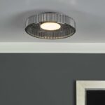 Leena Flush Satin Black & Smoked Ribbed Glass LED - Image 9