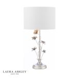 Laura Ashley Lyndale Table Lamp Distressed Silver Leaf & Cream With Shade