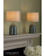 Laura Ashley Penny Table Lamp Blue Crackle Glaze & Natural With Shade (Twin Pack) - Image 4