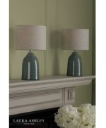 Laura Ashley Penny Table Lamp Blue Crackle Glaze & Natural With Shade (Twin Pack) - Image 5