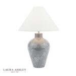 Laura Ashley Pussywillow Table Lamp Grey Ceramic & Polished Nickel With Shade