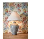 Laura Ashley Pussywillow Table Lamp Grey Ceramic & Polished Nickel With Shade - Image 4