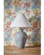 Laura Ashley Pussywillow Table Lamp Grey Ceramic & Polished Nickel With Shade - Image 5