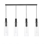 Ruben 4lt Bar Pendant Satin Black & Ribbed Glass - Image 4