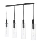 Ruben 4lt Bar Pendant Satin Black & Ribbed Glass