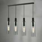 Ruben 4lt Bar Pendant Satin Black & Ribbed Glass - Image 7