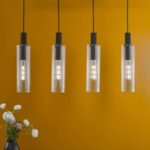 Ruben 4lt Bar Pendant Satin Black & Ribbed Glass - Image 8
