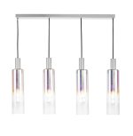 Ruben 4lt Bar Pendant Satin Silver & Ribbed Iridised Glass - Image 5