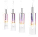 Ruben 4lt Bar Pendant Satin Silver & Ribbed Iridised Glass - Image 2