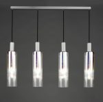 Ruben 4lt Bar Pendant Satin Silver & Ribbed Iridised Glass - Image 6