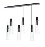 Ruben 6lt Bar Pendant Satin Black & Ribbed Glass