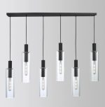 Ruben 6lt Bar Pendant Satin Black & Ribbed Glass - Image 6