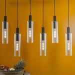 Ruben 6lt Bar Pendant Satin Black & Ribbed Glass - Image 7