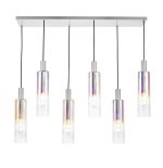 Ruben 6lt Bar Pendant Satin Silver & Ribbed Iridised Glass - Image 4