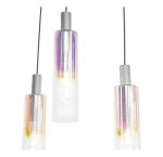 Ruben 6lt Bar Pendant Satin Silver & Ribbed Iridised Glass - Image 2