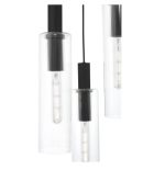 Ruben 3lt Cluster Pendant Satin Black & Ribbed Glass - Image 2
