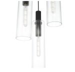 Ruben 3lt Cluster Pendant Satin Black & Ribbed Glass - Image 3