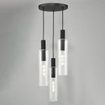 Ruben 3lt Cluster Pendant Satin Black & Ribbed Glass - Image 5