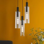 Ruben 3lt Cluster Pendant Satin Black & Ribbed Glass - Image 6
