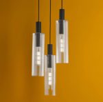 Ruben 3lt Cluster Pendant Satin Black & Ribbed Glass - Image 7