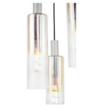 Ruben 3lt Cluster Pendant Satin Silver & Ribbed Iridised Glass - Image 2