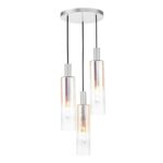 Ruben 3lt Cluster Pendant Satin Silver & Ribbed Iridised Glass