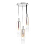 Ruben 3lt Cluster Pendant Satin Silver & Ribbed Iridised Glass