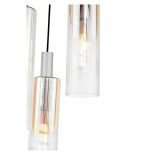 Ruben 3lt Cluster Pendant Satin Silver & Ribbed Iridised Glass - Image 3