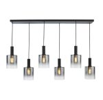 Savannah 6lt Bar Pendant Matt Black & Smoked Glass - Image 5