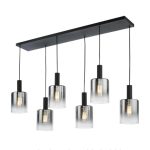 Savannah 6lt Bar Pendant Matt Black & Smoked Glass