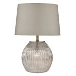 Sonia Dual Light Table Lamp Antique Brass & Silver Glass With Shade