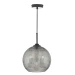 Soren 1lt Pendant Black & Smoked Textured Glass - Image 6
