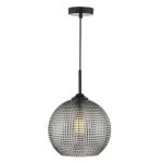 Soren 1lt Pendant Black & Smoked Textured Glass